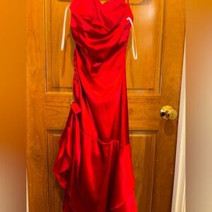 Vintage Blondie Nites Vibrant Red Asymmetrical Dress